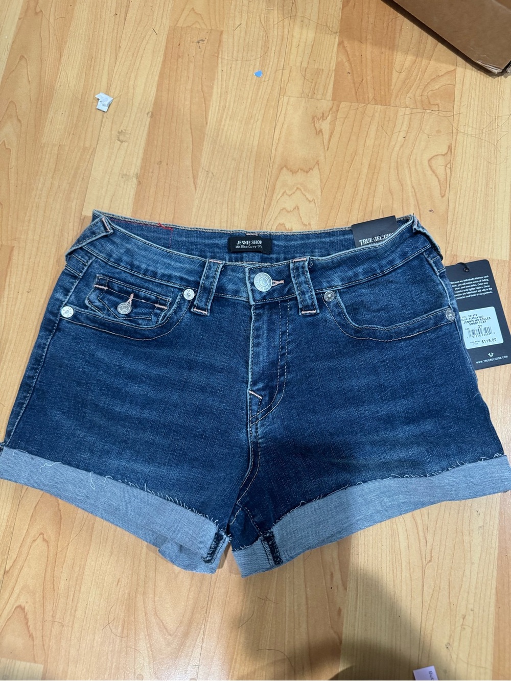 True Religion Dark Blue Denim Cuffed Women's Shorts -